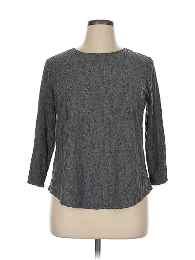 Pre-owned Simply Vera Vera Wang Long Sleeve Top Gray Scoop Neck Tops