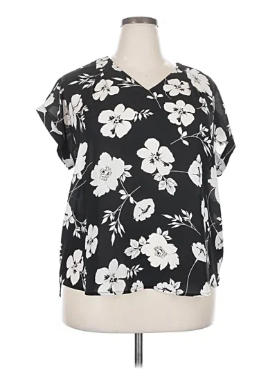 Pre-owned Simply Vera Vera Wang Short Sleeve Blouse In Black
