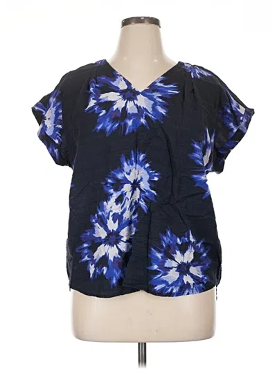 Pre-owned Simply Vera Vera Wang Short Sleeve Blouse In Blue