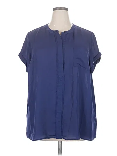 Pre-owned Simply Vera Vera Wang Short Sleeve Blouse In Blue