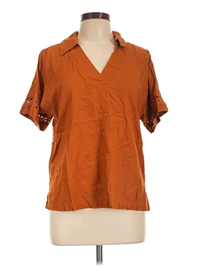 Pre-owned Simply Vera Vera Wang Short Sleeve Blouse In Orange