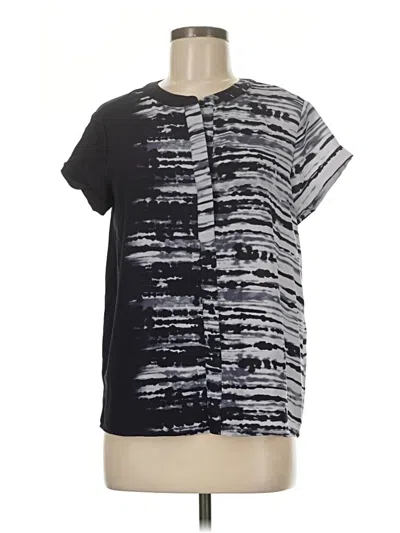 Pre-owned Simply Vera Vera Wang Short Sleeve Top Black Keyhole Neckline Tops