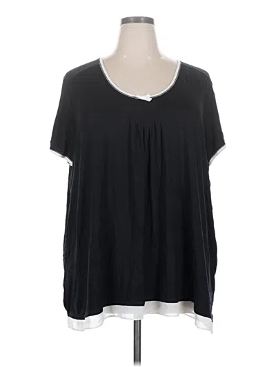 Simply Vera Vera Wang Short Sleeve Top Black Scoop Neck Tops