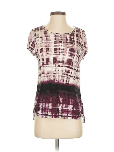 Pre-owned Simply Vera Vera Wang Short Sleeve Top Burgundy Square Neckline Tops