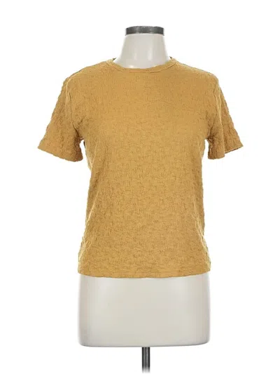 Pre-owned Simply Vera Vera Wang Short Sleeve Top Gold Crew Neck Tops