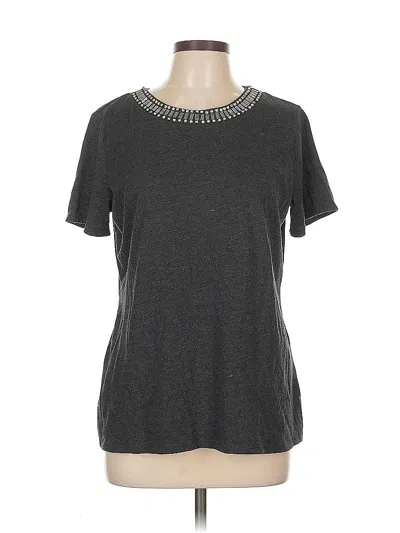Pre-owned Simply Vera Vera Wang Short Sleeve Top Gray Crew Neck Tops
