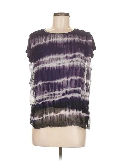 Pre-owned Simply Vera Vera Wang Short Sleeve Top Purple Tie-dye Pattern Boatneck Tops