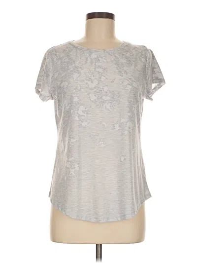 Pre-owned Simply Vera Vera Wang Short Sleeve Top Silver Keyhole Neckline Tops