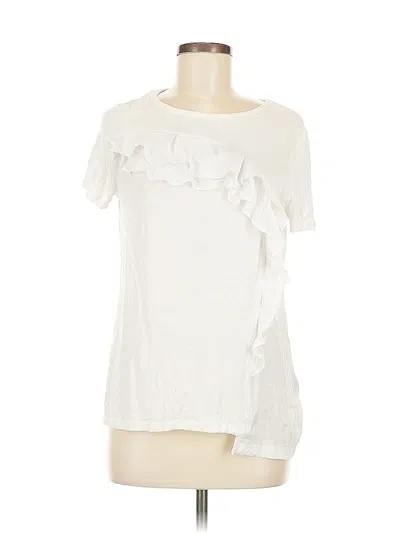 Pre-owned Simply Vera Vera Wang Short Sleeve Top White Ruffles Neckline Tops