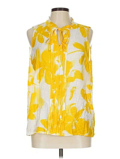 Pre-owned Simply Vera Vera Wang Sleeveless Button Down Shirt In Yellow