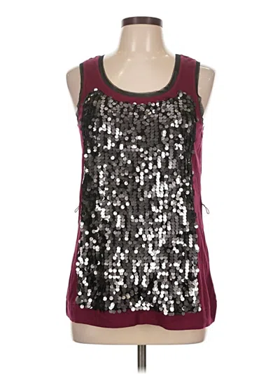 Pre-owned Simply Vera Vera Wang Tank Top Burgundy Halter Neckline Tops