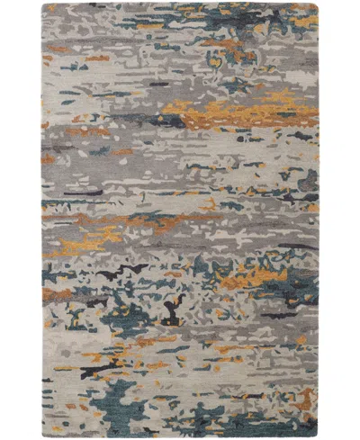Simply Woven Everley R8644 2' X 3' Area Rug In Gray,gold-tone