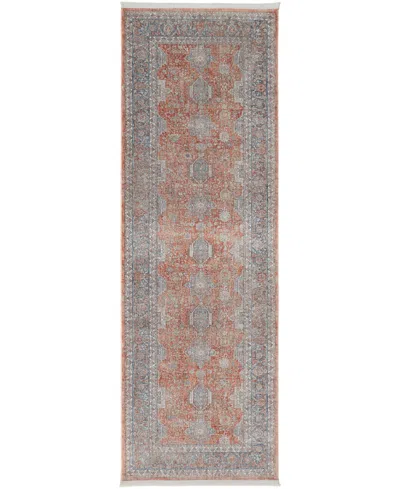 Simply Woven Marquette R3761 2'8" X 8' Runner Area Rug In Rust,blue