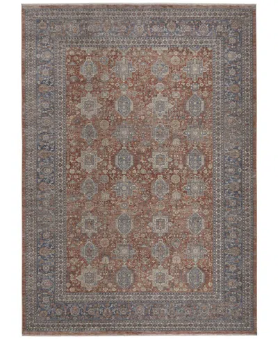 Simply Woven Marquette R3761 4' X 5'3" Area Rug In Rust,blue