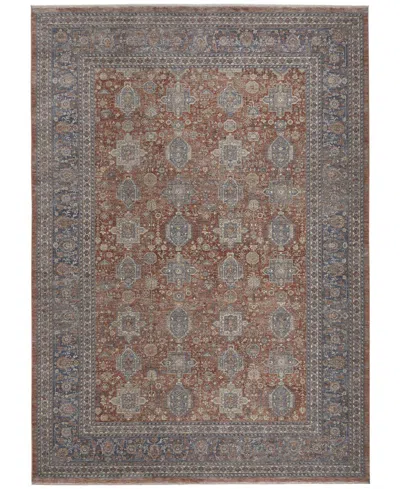 Simply Woven Marquette R3761 6'7" X 9'10" Area Rug In Rust,blue