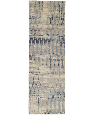 Simply Woven Palomar R6631 2'6" X 8' Runner Area Rug In Tan,blue