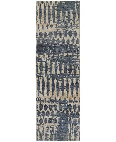 Simply Woven Palomar R6632 2'6" X 8' Runner Area Rug In Blue,beige