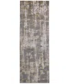 Simply Woven Waldor R3969 2'10" X 7'10" Runner Area Rug In Gray,gold-tone