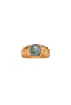 Simuero Fruto Melon Chunky Ring In Yellow Gold & Green Glass