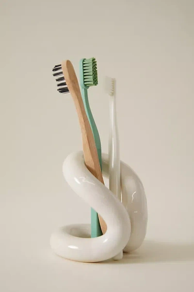 Sin Ceramic Ood Toothbrush Holder In White