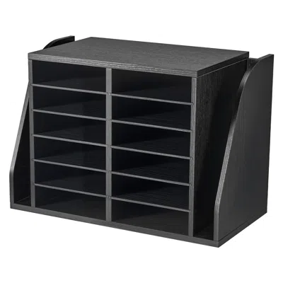 Sinachi Literature Organizer, 12 Compartments Office Mailbox With Side Vertical Storage, Wooden Mailbox Sort