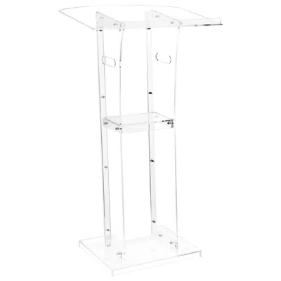 Sinachi Podium Stand, 43-inch Acrylic Lectern, Portable Laptop Desk With Wide Reading Surface And Storage Sh