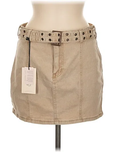Pre-owned Sincerely Jules Denim Skirt In Tan