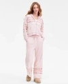 Sincerely Jules Fleece Zippered Hoodie Wide Leg Pants In Pink
