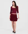 Sincerely Jules Juniors' Flocked Ruffle Lace Skirt In Burgundy