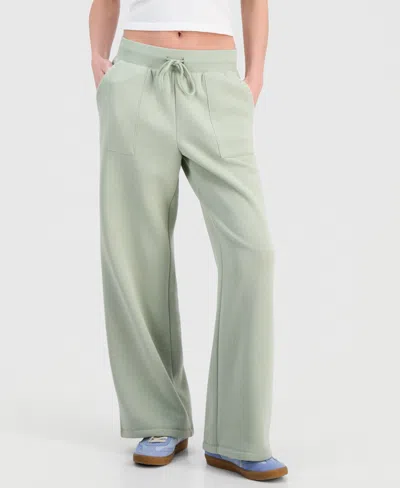 Sincerely Jules Juniors' High-rise Wide-leg Pants In Green