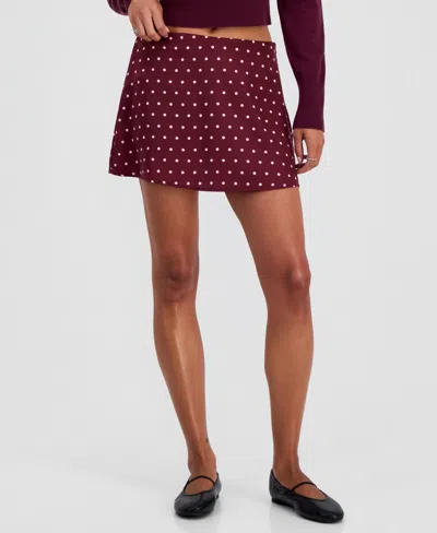 Sincerely Jules Juniors' Polka Dot Micro Mini Skort In Windsor Wine W Polka Dots