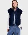 Sincerely Jules Juniors' Sherpa Fleece Vest In Blue