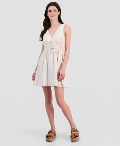 Sincerely Jules Juniors' Striped Picot-trim Mini Dress In White