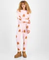 Sincerely Jules Planet Heart Juniors' Teddy-knit Jogger Pants In Pink