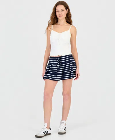 Sincerely Jules Juniors' Tiered Drawstring Mini Skort In Blue