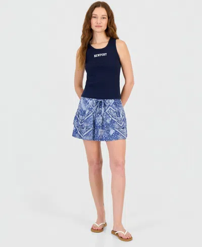 Sincerely Jules Juniors' Tiered Drawstring Mini Skort In Blue