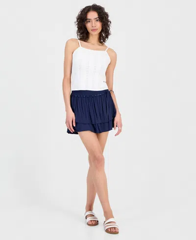 Sincerely Jules Juniors' Tiered Smocked-waist Skirt In Navy Blazer