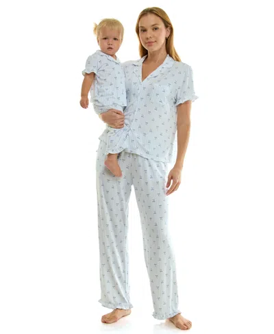 Sincerely Jules Kid's Mommy And Me Notch Collar Shirt & Pants, 2-piece Set In Blue