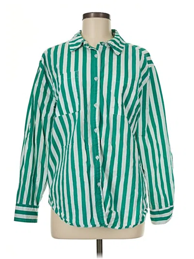 Pre-owned Sincerely Jules Long Sleeve Button Down Shirt In Green