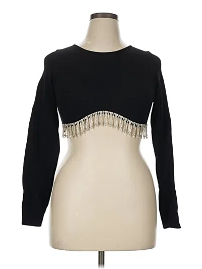 Pre-owned Sincerely Jules Long Sleeve Top Black Keyhole Neckline Tops
