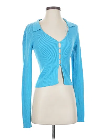 Pre-owned Sincerely Jules Long Sleeve Top Blue Plunge Neckline Tops