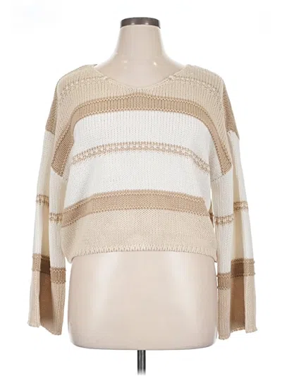 Pre-owned Sincerely Jules Long Sleeve Top Ivory Boatneck Tops In White