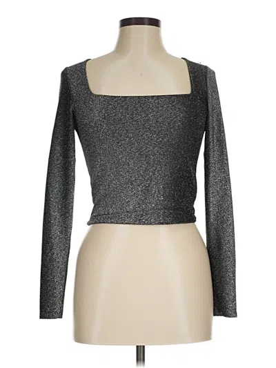 Pre-owned Sincerely Jules Long Sleeve Top Silver Square Neckline Tops