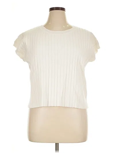 Pre-owned Sincerely Jules Short Sleeve Top Ivory Mock Neckline Tops