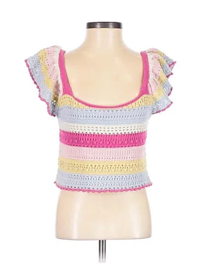 Pre-owned Sincerely Jules Short Sleeve Top Pink Sweetheart Neckline Tops
