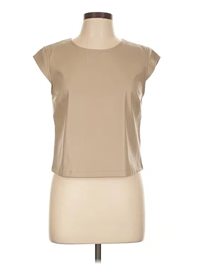 Pre-owned Sincerely Jules Short Sleeve Top Tan Boatneck Tops
