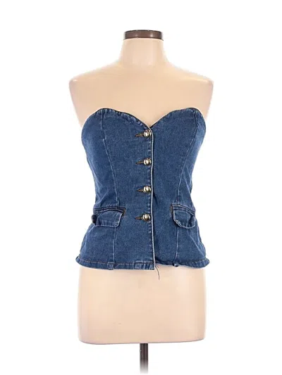 Pre-owned Sincerely Jules Sleeveless Top Blue Strapless Neckline Tops