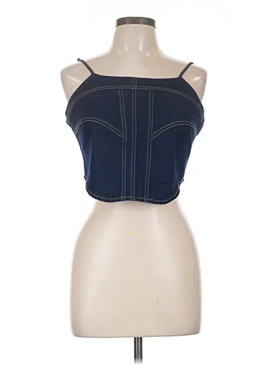 Sincerely Jules Sleeveless Top Blue Strapless Neckline Tops