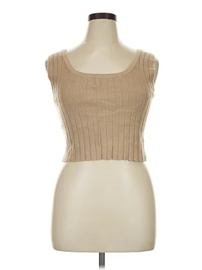 Pre-owned Sincerely Jules Sleeveless Top Tan Scoop Neck Tops