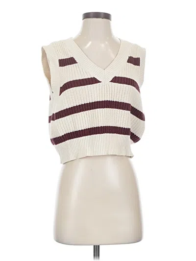 Pre-owned Sincerely Jules Tank Top Ivory Plunge Neckline Tops